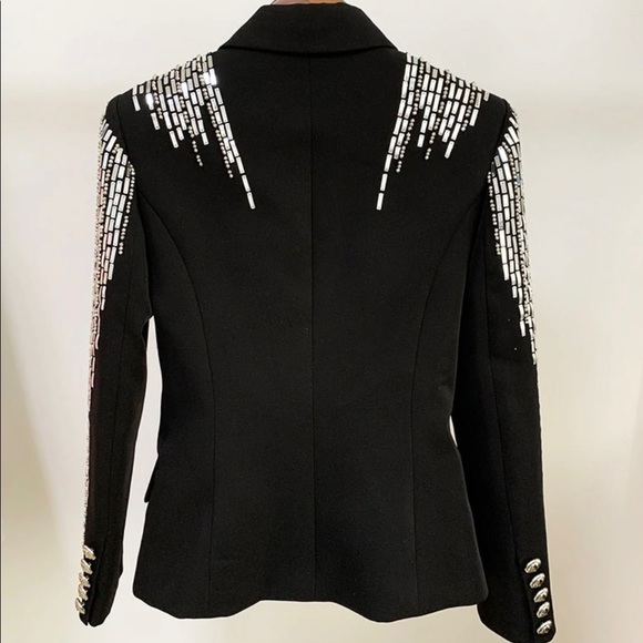 Double Breasted Black & Silver Blazer - Picture 6 of 6